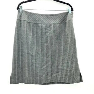 Amanda Smith Gray Stipes‎ Side Zip Short Skirt Bottom Plus 14